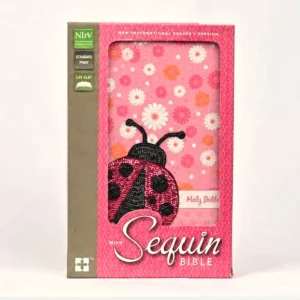 NIrV Sequin Bible, Leathersoft, Pink – Ladybug Sparkle