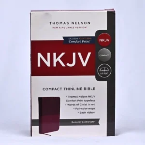 NKJV Value Compact Thinline Bible, Burgundy Leathersoft, Red Letter, Comfort Print
