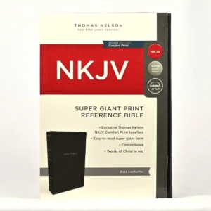 NKJV Holy Bible, Super Giant print reference Bible, Black Leather-look, red letter, comfort print