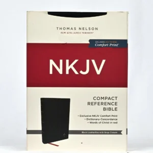 NKJV Compact Paragraph-Style Reference Bible, Black Leatherflex with Magnetic Flap, Red Letter, Comfort Print