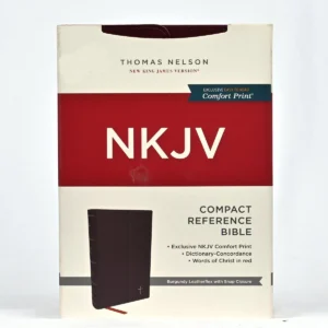 NKJV Compact Paragraph-Style Reference Bible, Burgundy Leatherflex with Magnetic Flap, Red Letter, Comfort Print
