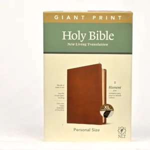 NLT Personal Size Giant Print Bible, Filament-Enabled Edition, Leatherlike, Rustic Brown, Indexed, Red Letter