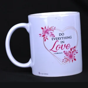 Bible Verse Coffee Mug, White Ceramic – 1 Cori 16:14