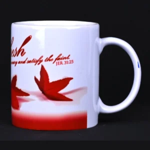 Bible Verse Coffee Mug, White Ceramic – Jer 31:25