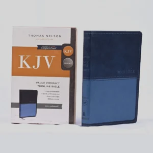 KJV Value Thinline Bible-Compact, Dark Blue Leathersoft, Red Letter, Comfort print.