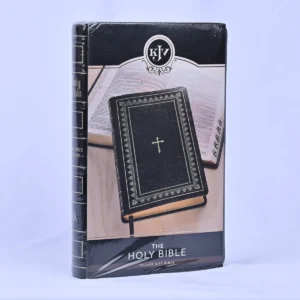 KJV Deluxe Gift Bible- Black faux leather with Gold cross, thump index