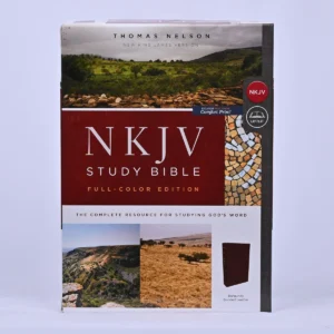 NKJV Sudy Bible - Full-colour Comfort Print, Burgundy Bonded Leather