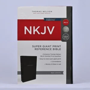 NKJV Holy Bible, Super Giant print reference Bible, Black Leather-look, red letter, comfort print