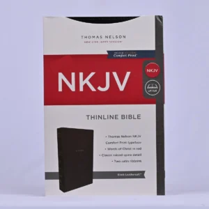 NKJV Comfort print Thinline Bible-Leathersoft, Black red Letter