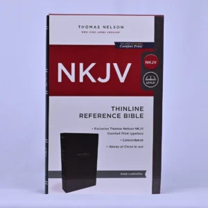 NKJV Thinline Reference Bible, Leather-Look, Black, Red Letter, Comfort Print: Holy Bible, New King James Version