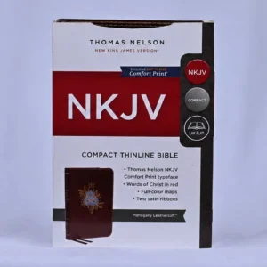 NKJV Compact Thinline Bible – Burgundy, Imitation Leather, Red Letter, Comfort Print