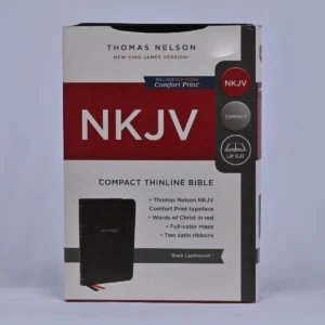 NKJV Compact Thinline Bible, Imitation Leather, Black, Red Letter Edition