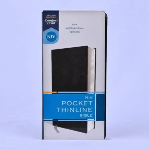 NIV Pocket Thinline Bible, Bonded Leather, Black, Red Letter, Comfort Print