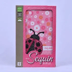 NIrV Sequin Bible, Leathersoft, Pink – Ladybug Sparkle