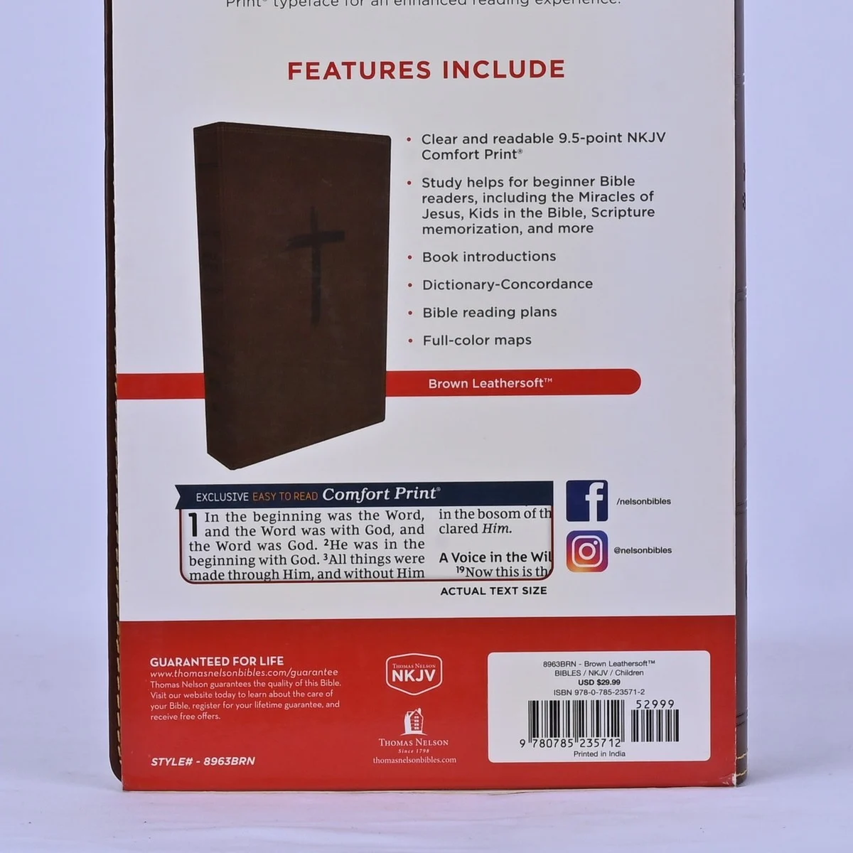 NKJV Holy Bible for Kids, Leathersoft, Brown, Comfort Print