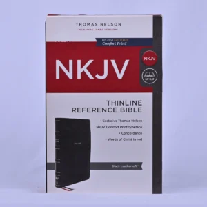 NKJV Thinline Reference Bible, Leathersoft, Black, Red Letter, Comfort Print
